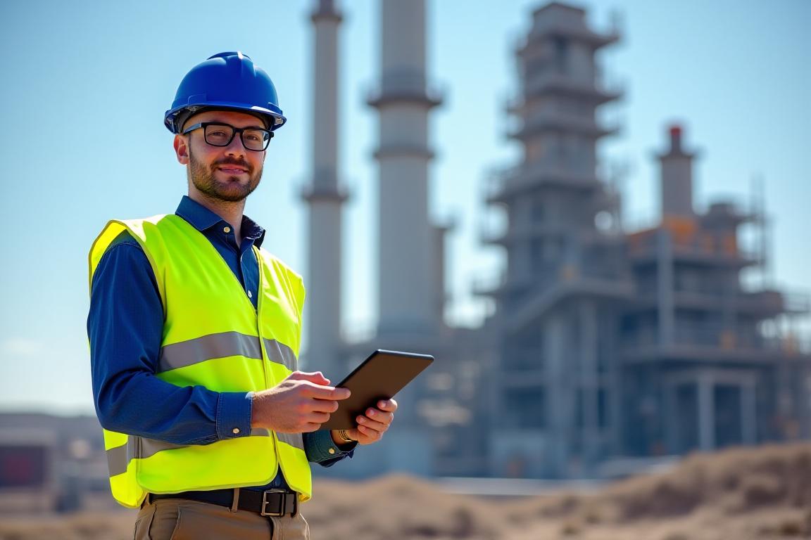 Legal professional inspecting a mineral processing facility